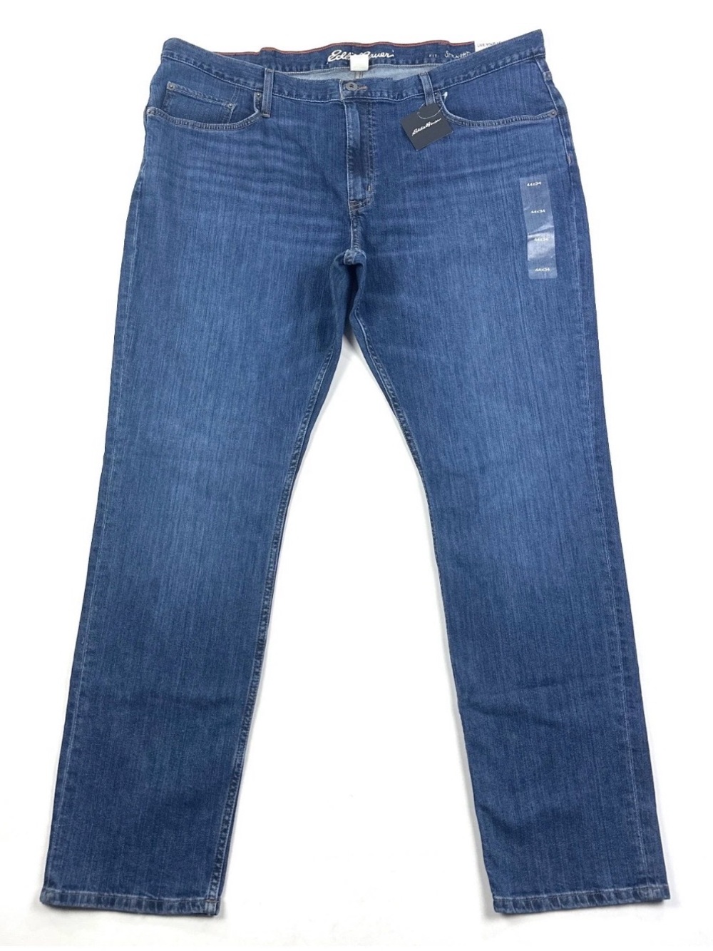 Eddie Bauer H2LOW Flex Straight Leg Mens 44x34 Jeans Blue Stretch Denim Comfort